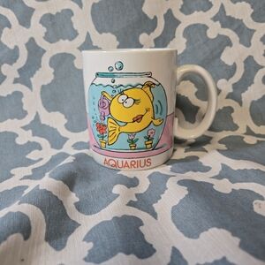 VINTAGE 1980'S AVON HOROCSOPE AQUARIUS CARTOON CARICATURE COFFE MUG.